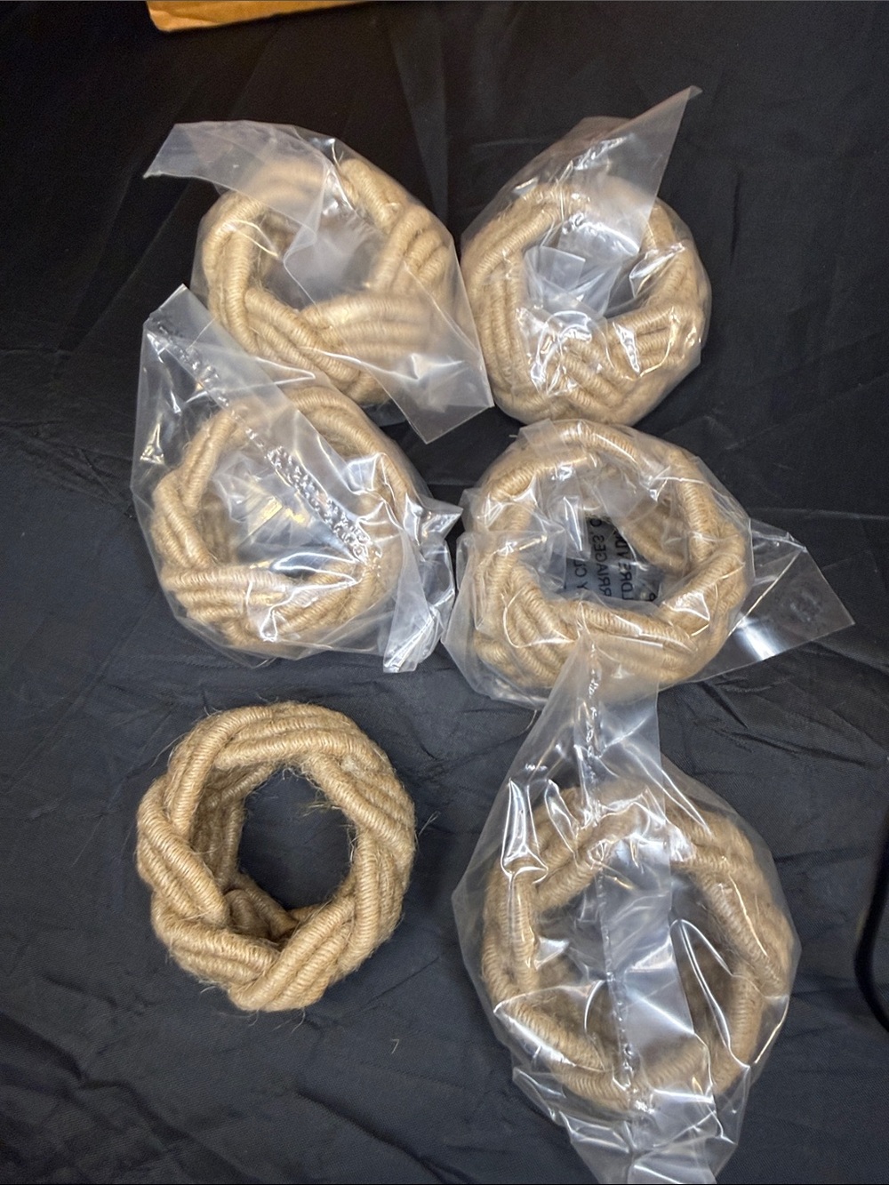 Set of 6 Natural Brown Jute Rope Napkin Rings